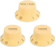 uxcell 3pcs Metric Top Hat Bell Knobs, 1 Volume 2 Tone Control Guitar Knobs Set for Electric Guitar Bass Split Shaft Pots, Cream White Gold