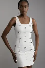 Embellished Stretch Cotton Mini Dress
