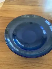 Large Orrefors Blue Bowl Jupiter By Lars Hellsten 12 3/8”