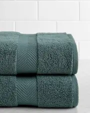 Superior Highly Absorbent Zero Twist 2pc Bath Cotton Towel Set NoSize Green