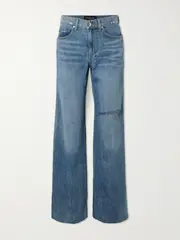 [Veronica Beard] Veronica Beard - Kasey Frayed Mid-rise Wide-leg Jeans - Light denim - 26 26 Blue