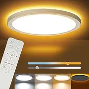 JESLED LED Flush Mount Ceiling Light, 12 Inch, 24W, 2400LM, 2200K Night Light Mode, 3000K/4000K/6500K, Remote Control, Dimmable, Suitable for Bedroom Dining Room Kitchen - 1Pack