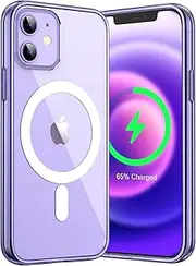 JETech Magnetic Case for iPhone 12 Mini 5.4-Inch Compatible with MagSafe Wireless Charging, Shockproof Phone Bumper Cover, Anti-Scratch Clear Back (Deep Purple)