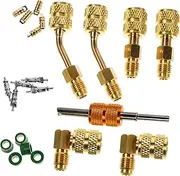 DONFAMDS 1 Set Mini Split Adapter Kit Air Conditioning Refrigeration System Conversion Tool Set with Valve Core Remover Charging Vacuum Port Adapters Compatible with Various Hvac