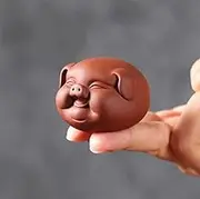 EatingBiting 3.1" Chinese Zisha Tea Pet Pig Tea Pet Handmade Purple Clay Tea Pet for Kungfu Gift Ceremony Decoration Mostly Ceramic Crafts Made with Purple Sand or Pure mud