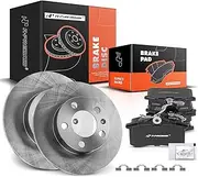 A-Premium 9.14 inch (232mm) Rear Solid Disc Brake Rotors + Ceramic Pads kit Compatible with Select Volkswagen and Audi Models - Jetta 00-06, Golf 99-06, Golf City 07-10, Beetle 98-00, TT 00-04