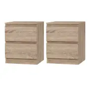 2x Bedside Table 2 Drawers - PEPE Oak