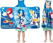 Franco Sonic The Hedgehog, Anime, Bath/Pool/Beach Soft Cotton Terry Hooded Towel Wrap, 24 in x 50 in, by Kids