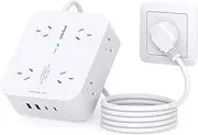 One Beat Power Board Surge Protected,8 Outlets with 4 USB (2 USB C) Charging Ports,Multi Plug Outlet Extender,1.2M Extension Cord,Flat Plug Wall Mount Desk Charging Station for Home Office Dorm