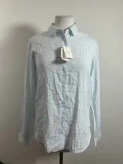 Uniqlo Women Rayon Check Long Sleeve Blouse, Size M