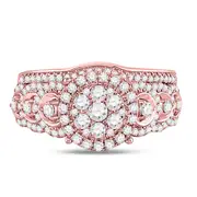 14k Rose Gold Round Diamond Vintage Bridal Wedding Ring Set 1 Ctw