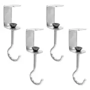 4pcs Desk Mount Bag Holder Hook, Banner Holder Clips, Metal Under Table 4 Pcs