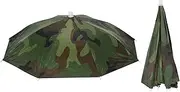 uxcell Umbrella Hat, 2 Pack 20 Inch Folding Sun Rain Cap Hands Free Fishing Umbrella Hat for Golf Fishing Camping Outdoor, Camo