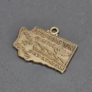925 Sterling Silver Vermeil - Washington State Map GP Charm Pendant STG IMF