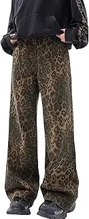 [POOPMOOM] Y2k Leopard Pants Wide Leg Jeans Woman Loose Fit Jeans Hip Hop Pants Vintage Baggy Trousers