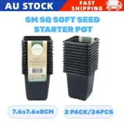 24 x Square Soft Seed Starter Pots Black Garden Nursery Growing Container Pots