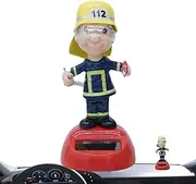 Solar Dashboard Figures - Solar Car Dashboard Firefighter Toys | Novelty Solar Powered Dancing Figures for Desk, Windowsill, Car Dashboard Decoration