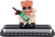 lyanny Number Display for Car - Sliding Number Sign Skateboard Bear Phone Number Plate,Interior Ornaments with Phone Holder Non-Slip Number Card for Car