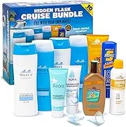 GoPong Cruise Bundle Hidden Alcohol Travel Flasks (104 oz Total) - Set of 10 Secret Liquor Containers for Beaches, Cruises, and Sports Events – Includes Funnel & Spout