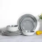 Melamine Dinnerware Set - 12Pcs Dishes Dinnerware Set for 4, Indoor and Outdoor