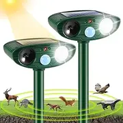 JahyElec 2 Pack Solar Animal Repellent Cat Repellent Outdoor Ultrasonic Deer Repeller, Animal Deterrent Devices Control for Squirrel Rabbit Raccoon Dog Coyote Rodent Skunk Out of Yard Garden Lawn