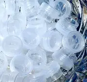 100 Tiny 1/4oz Mini 3301 Clear Plastic JAR Screw CAP Lid Top Container 1TSP USA