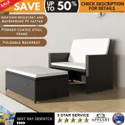 Outdoor Sofa Setting Recliner Lounger 2 Seater Poly Rattan Garden Furniture