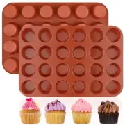 2 Pack 24 Cups Silicone Muffin Top Pans Round Baking Pan for Muffin Cakes Tart