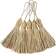 Jute Tassels - 5Pcs Tiny Craft Fringe, Tassel Garland Wood Beads Craft Project Christmas Wedding Party Wedding Home Decorations