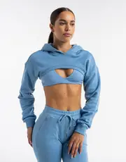 Cropped High Cut Hoodie - Process Blue