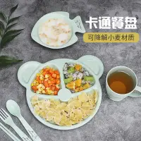 在飛比找蝦皮購物優惠-現貨 分隔餐具 小麥秸稈兒童餐盤／寶寶輔食餐盤／幼兒園快餐盤