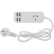 Jackson PT3USB3A Single Outlet Powerboard with 4x USB Ports 3.4A - 0.9m lead [PT3USB3A]