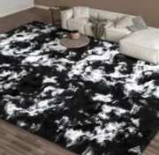 EVOIONOS Black White Tie-dye Rug for Living Room, 7x10 Ft