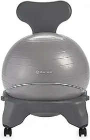 Gaiam Classic Balance Ball Chair – Exercise Stability Yoga Ball Premium Ergonomic Chair for Home and Office Desk with Air Pump, Exercise Guide and Satisfaction Guarantee