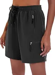 [Famulily] Women's Cargo Shorts, Lightweight, Quick-Drying Bermuda Stretch Shorts with Zip Pocket