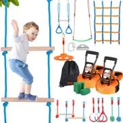 Ninja Warrior Obstacle Course for Kids, 2 x 15.24 m Weatherproof Slacklines, 228kg Weight Capacity Monkey Line, Outdoor Playset Equipment, Backyard Toys Training Equipment Set with 12