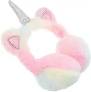 [Beavorty] Cute Unicorn Furry Earmuffs for Plush Winter Ear Warmers with Stretchable Design for Comfort present for Family and Friends Cold Weather