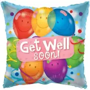 18" SQR Get Well Soon w/Balloons