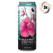 3x Cans Arizona Black & White Iced Tea With Ginseng & Honey Flavor | 23oz