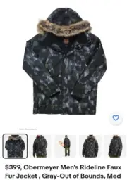 $399, Obermeyer Men's Rideline Faux Fur Jacket , Gray-Out of Bounds, Med