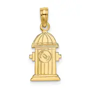 14K Yellow Gold Polished Engraved Fire Hydrant Charm