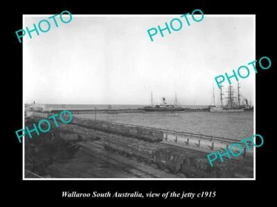 OLD LARGE HISTORIC PHOTO OF WALLAROO SA VIEW OF THE TOWN JETTY c1915