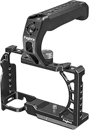 Camera Cage + Top Handle Kit Camera Video Cage with Cold Shoe Mount 1/4 Inch & 3/8 Inch Threads Aluminum Alloy Replacement for A6500/A6400/A6300/A6100/A6000 Black One Size