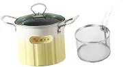 B Baosity Deep Frying Pot Oil Strainer Basket Multifunction Cookware Cooking Pot French Fries Pot Milk Warmer for Onion Rings Chips