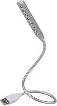 USB Keyboard Light - Daffodil ULT05-8 LED Bulbs with Flexible Gooseneck Night Light Attachment for Reading Typing Books Laptop Computer Bed - Adjustable Cable to Illuminate Keys in The Dark - Silver