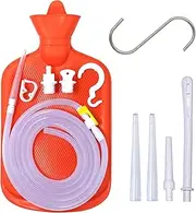 Enema Bag 2L Home Enema Kit with 6.5ft Long Silicone Hose, Enema Tips, Controlable Water Flow Valve, 2 Quart Capacity Hot-Water Bottle for Colon Cleansing Enema