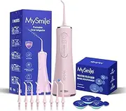 MySmile LP211 Water Flosser & Travel Size Mouthwash Set, Portable Dental Care Kit for Fresh Breath Healthy Gums, Ideal for Home & Travel（Blush）