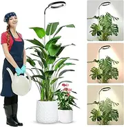 Wolezek LED Plant Lamp, Full Spectrum, 80 LEDs, 6500 K, Grow Lamp, 160 cm, 3 Colours, 360° Gooseneck, 6/12/16 Hour Timer, 5 Brightness Levels, Height Adjustable, Black Aluminium