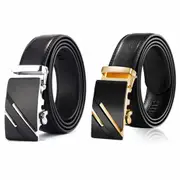 120cm Fashion Mens Leather Ratchet Belt Automatic Buckle Waistband Waist Strap