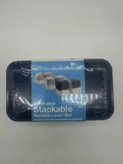 Stackable Lunch Box W/ Utensils Munch Box Portable 8 x 4 NWT